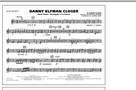 Michael Brown Danny Elfman Closer - 2nd Bb Trumpet sheet music notes and chords. Download Printable PDF.