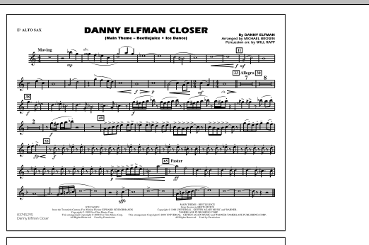 Michael Brown Danny Elfman Closer - Eb Alto Sax sheet music notes and chords. Download Printable PDF.