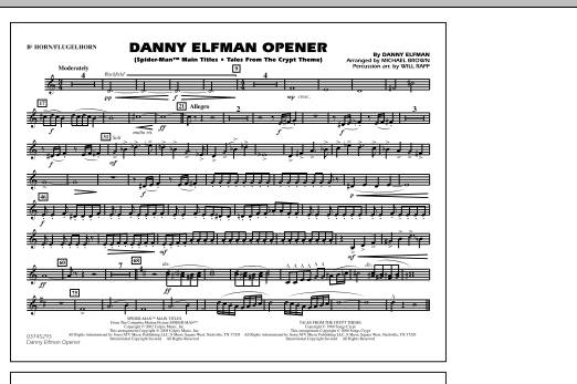 Michael Brown Danny Elfman Opener - Bb Horn/Flugelhorn sheet music notes and chords. Download Printable PDF.