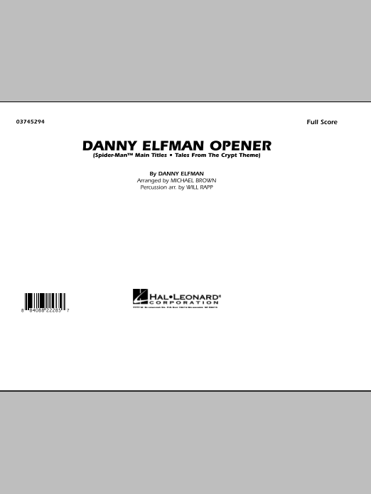 Michael Brown Danny Elfman Opener - Full Score sheet music notes and chords. Download Printable PDF.