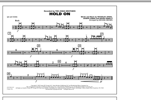 Michael Brown Hold On - Quad Toms sheet music notes and chords. Download Printable PDF.