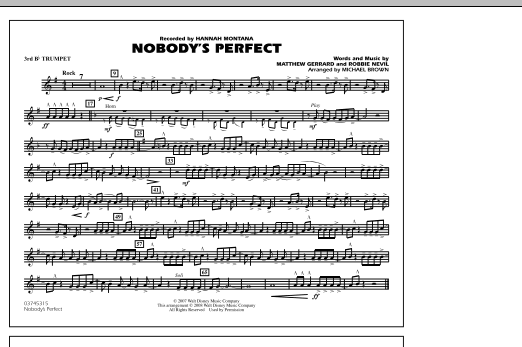 Michael Brown Nobody's Perfect - 3rd Bb Trumpet sheet music notes and chords. Download Printable PDF.