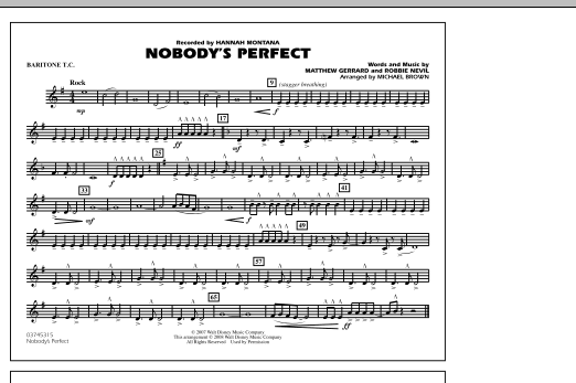Michael Brown Nobody's Perfect - Baritone T.C. sheet music notes and chords. Download Printable PDF.