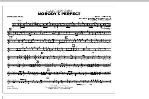 Michael Brown Nobody's Perfect - Bells/Xylophone sheet music notes and chords. Download Printable PDF.