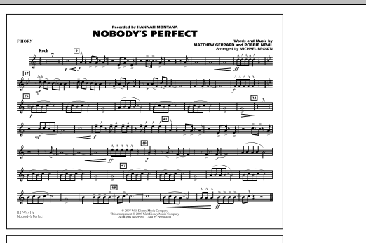 Michael Brown Nobody's Perfect - F Horn sheet music notes and chords. Download Printable PDF.