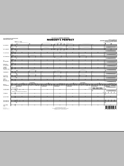 Michael Brown Nobody's Perfect - Full Score sheet music notes and chords. Download Printable PDF.
