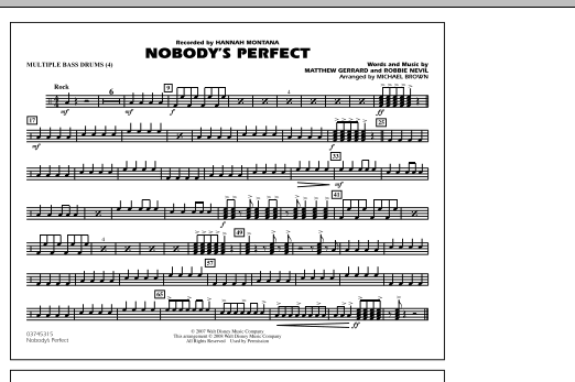 Michael Brown Nobody's Perfect - Multiple Bass Drums sheet music notes and chords. Download Printable PDF.