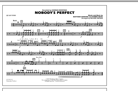 Michael Brown Nobody's Perfect - Quad Toms sheet music notes and chords. Download Printable PDF.