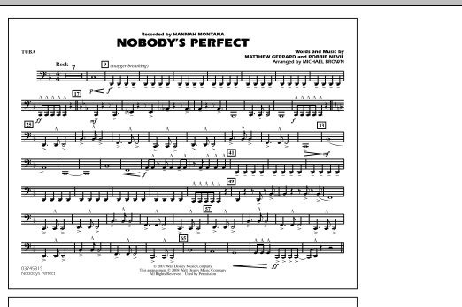 Michael Brown Nobody's Perfect - Tuba sheet music notes and chords. Download Printable PDF.