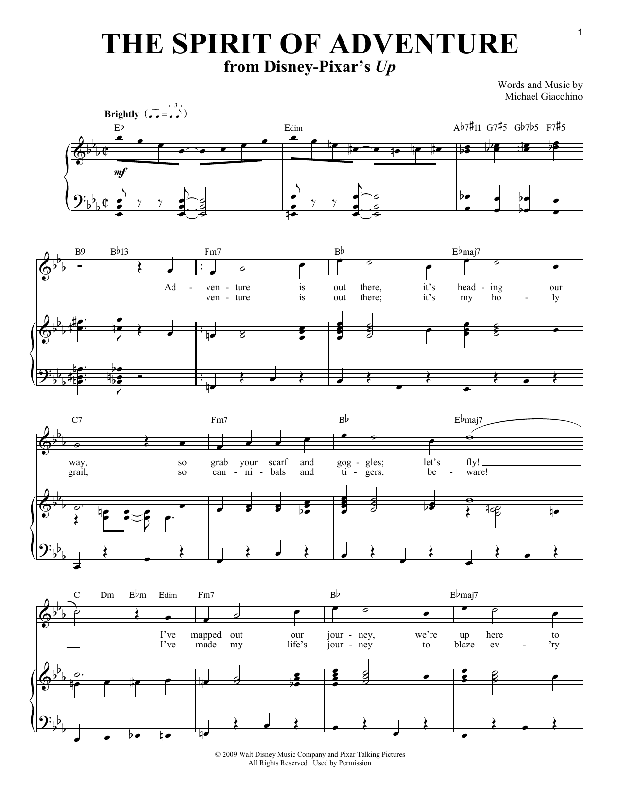 Michael Giacchino The Spirit Of Adventure sheet music notes and chords arranged for Piano & Vocal