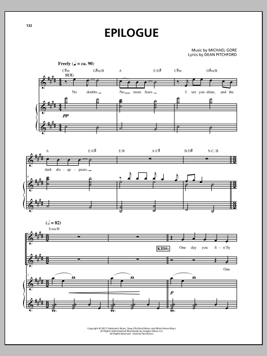 Michael Gore Epilogue (from Carrie The Musical) sheet music notes and chords arranged for Piano & Vocal
