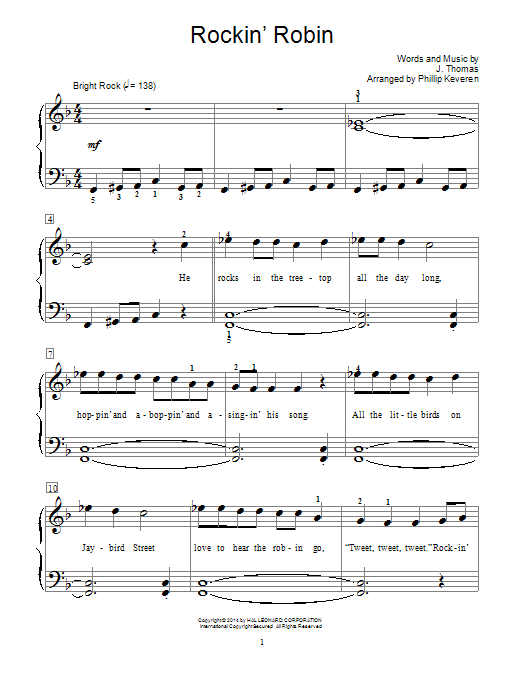 Michael Jackson Rockin' Robin (arr. Phillip Keveren) sheet music notes and chords arranged for Educational Piano