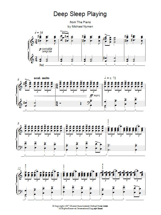 Michael Nyman Deep Sleep Playing sheet music notes and chords. Download Printable PDF.