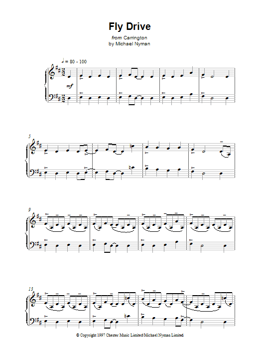 Michael Nyman Fly Drive sheet music notes and chords. Download Printable PDF.