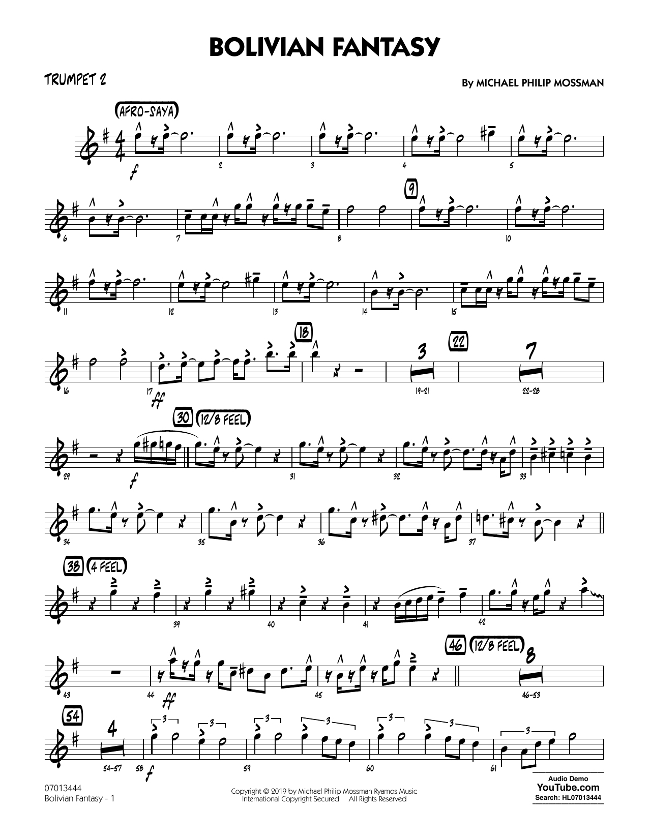 Michael Philip Mossman Bolivian Fantasy - Trumpet 2 sheet music notes and chords arranged for Jazz Ensemble
