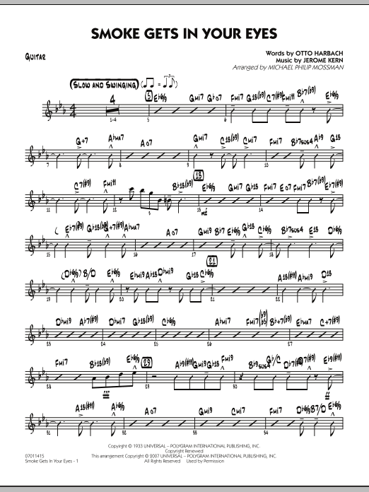 Michael Philip Mossman Smoke Gets In Your Eyes - Guitar sheet music notes and chords. Download Printable PDF.