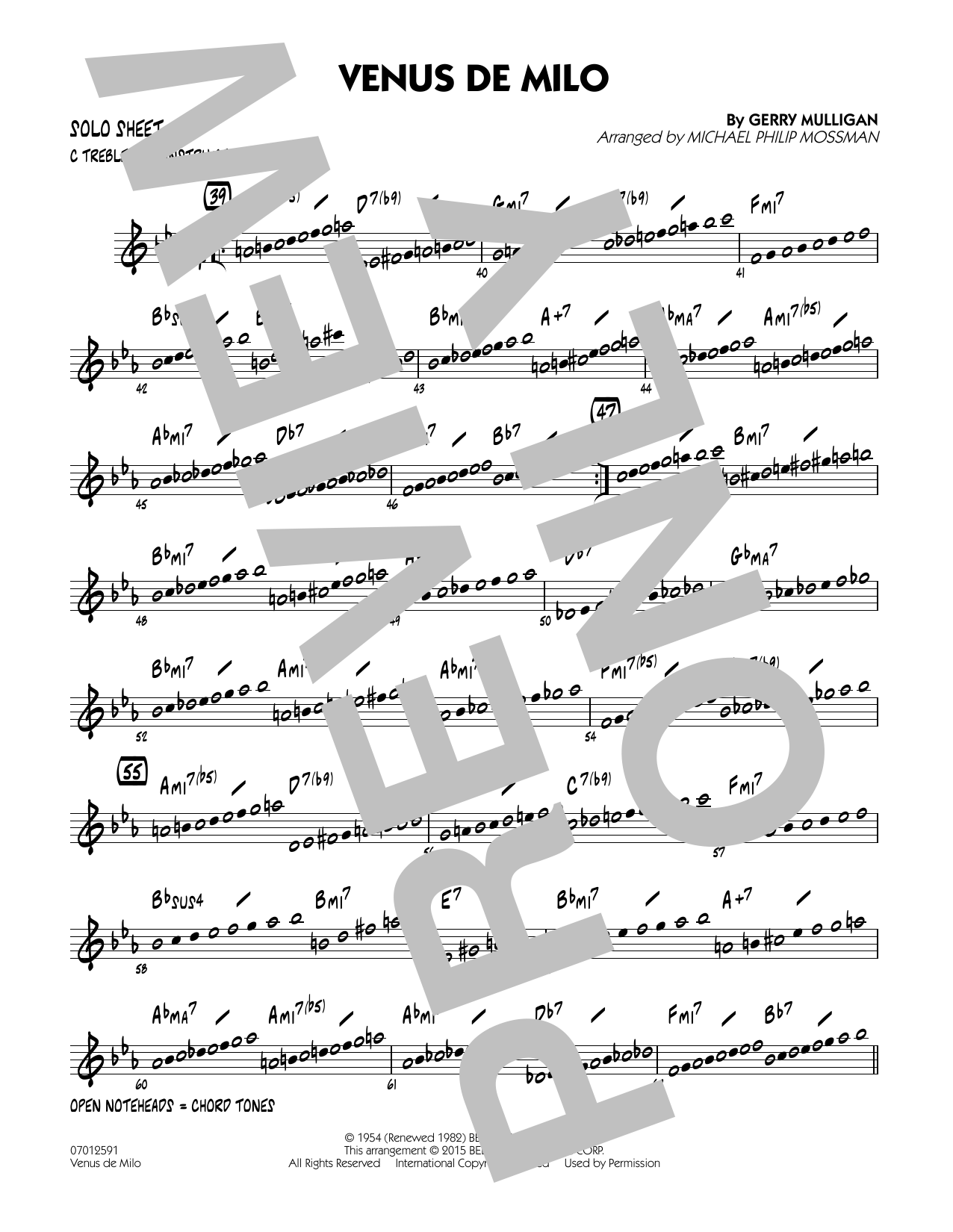 Michael Philip Mossman Venus de Milo - C Solo Sheet sheet music notes and chords arranged for Jazz Ensemble