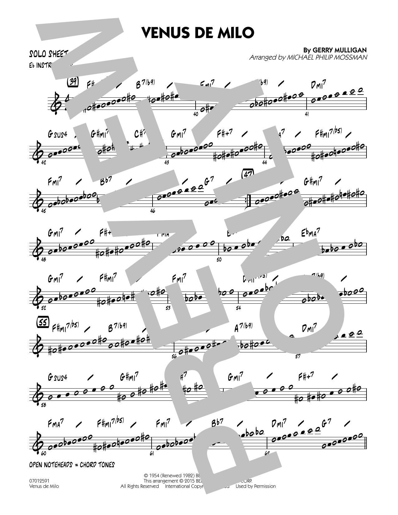Michael Philip Mossman Venus de Milo - Eb Solo Sheet sheet music notes and chords arranged for Jazz Ensemble