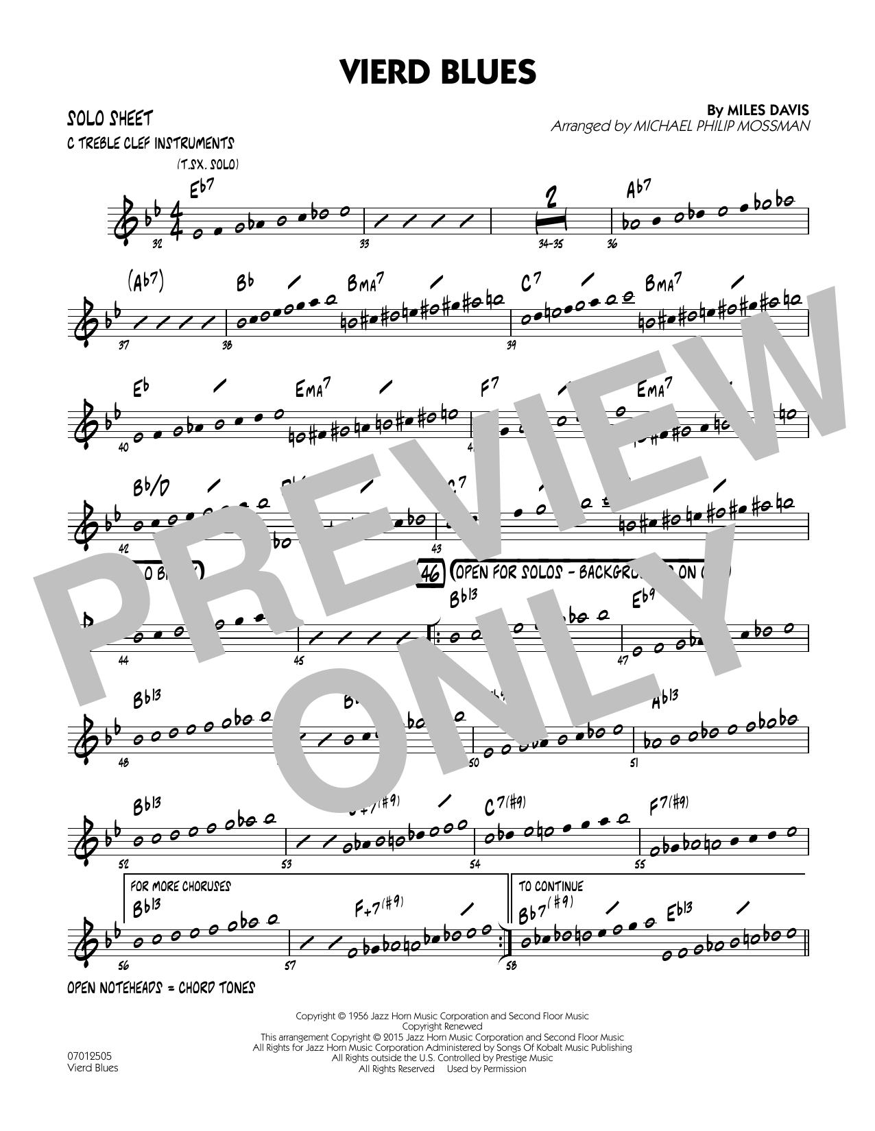 Michael Philip Mossman Vierd Blues - C Solo Sheet sheet music notes and chords arranged for Jazz Ensemble