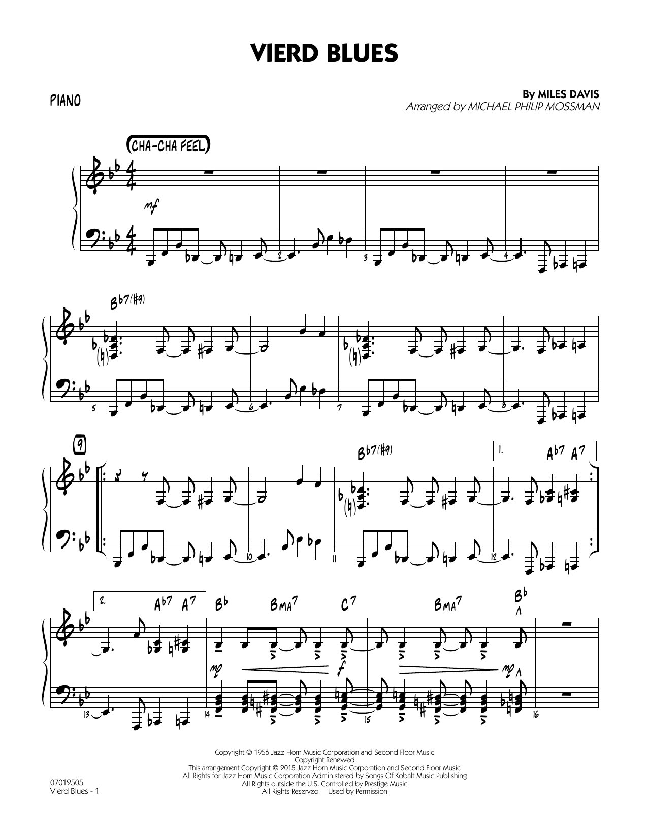 Michael Philip Mossman Vierd Blues - Piano sheet music notes and chords arranged for Jazz Ensemble