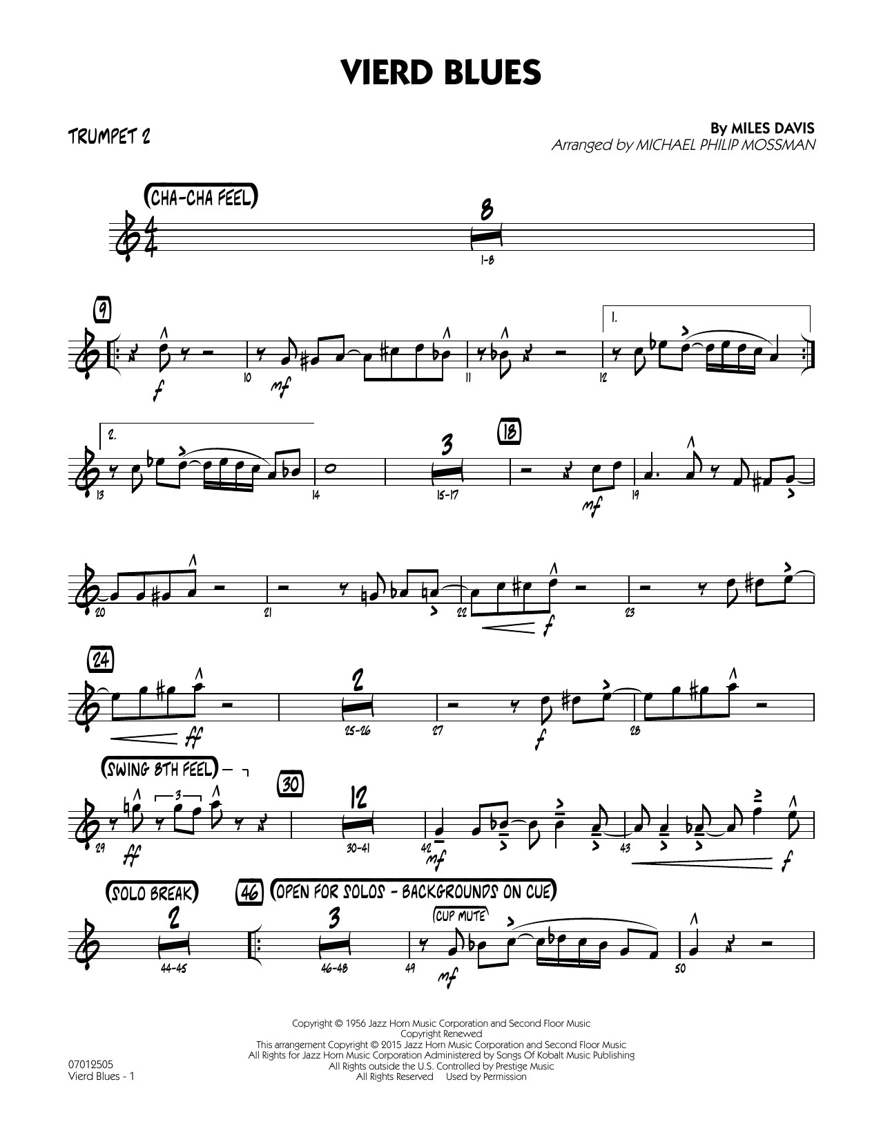 Michael Philip Mossman Vierd Blues - Trumpet 2 sheet music notes and chords arranged for Jazz Ensemble