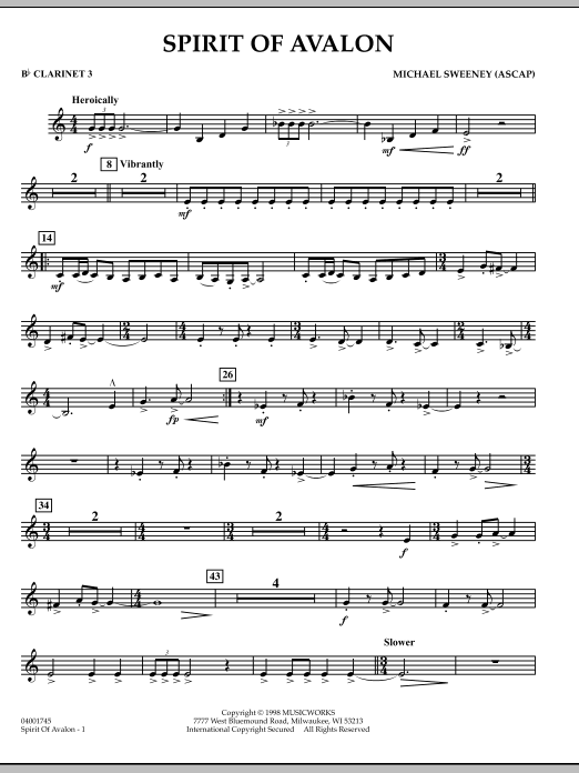 Michael Sweeney Spirit Of Avalon - Bb Clarinet 3 sheet music notes and chords. Download Printable PDF.
