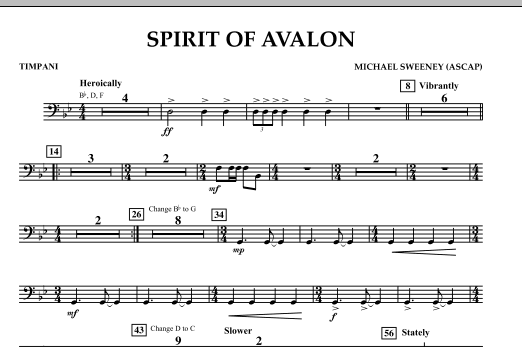 Michael Sweeney Spirit Of Avalon - Timpani sheet music notes and chords. Download Printable PDF.