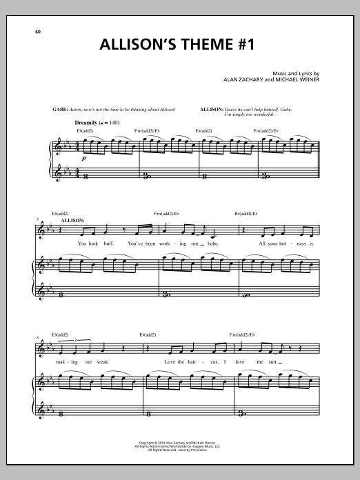 Michael Weiner Allison's Theme #1 sheet music notes and chords arranged for Piano & Vocal