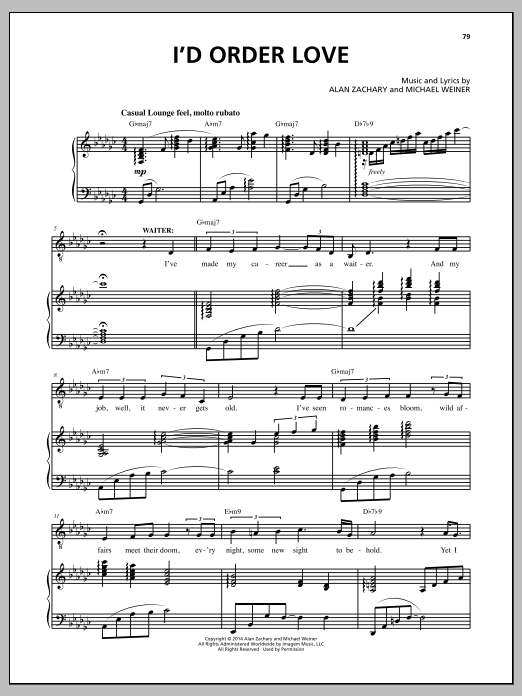 Michael Weiner I'd Order Love sheet music notes and chords arranged for Piano & Vocal