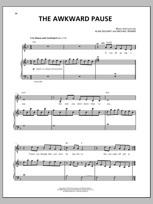 Michael Weiner The Awkward Pause sheet music notes and chords arranged for Piano & Vocal
