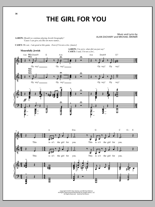 Michael Weiner The Girl For You sheet music notes and chords arranged for Piano & Vocal