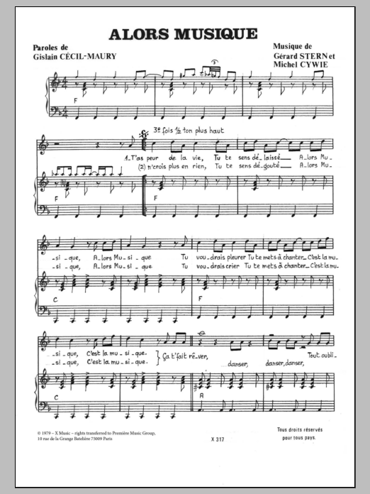 Michel Cywie ALORS MUSIQUE! sheet music notes and chords arranged for Piano & Vocal