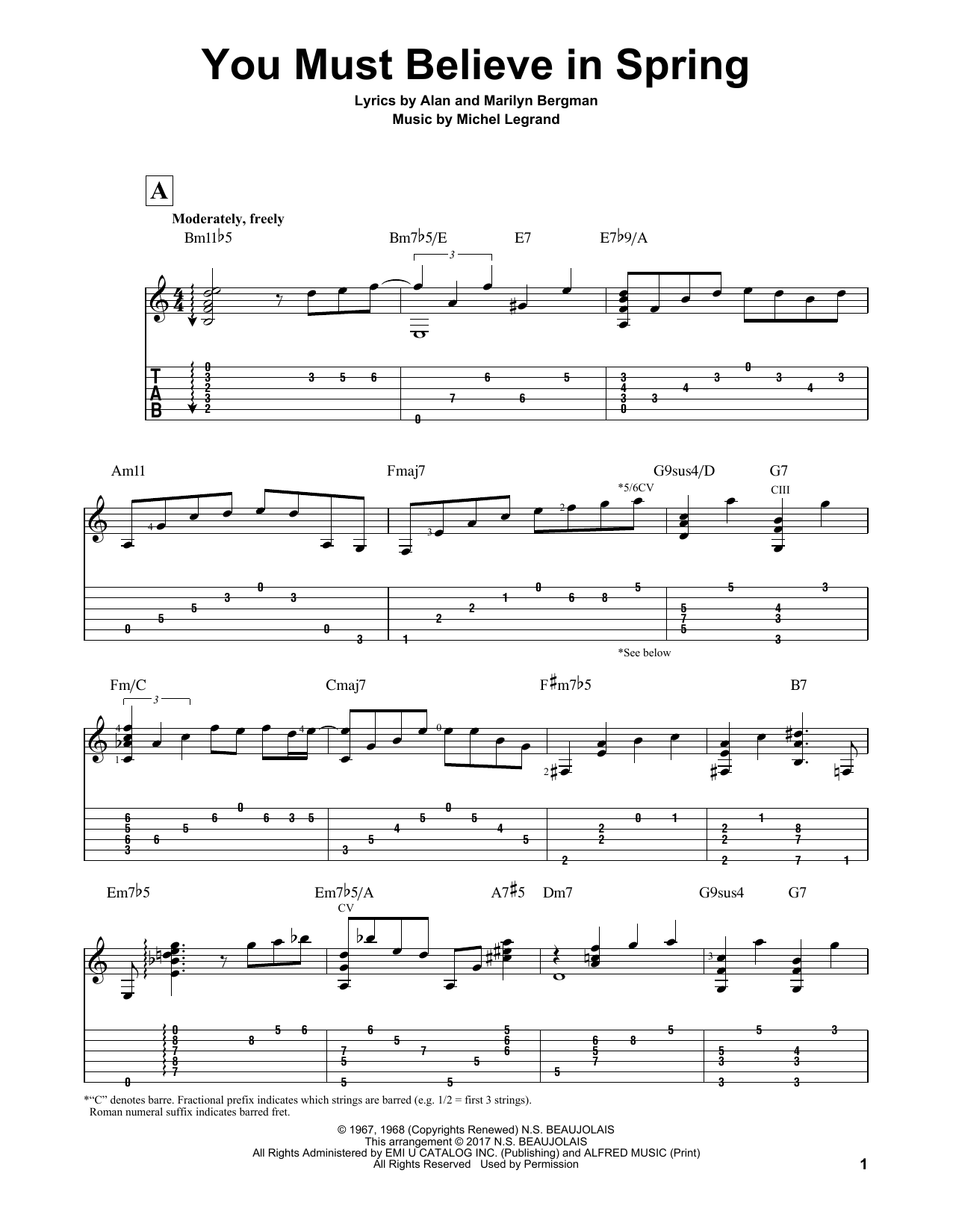 Matt Otten You Must Believe In Spring sheet music notes and chords arranged for Solo Guitar