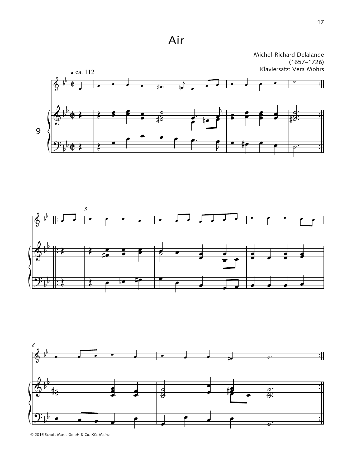 Michel-Richard Delalande Air sheet music notes and chords arranged for Woodwind Solo