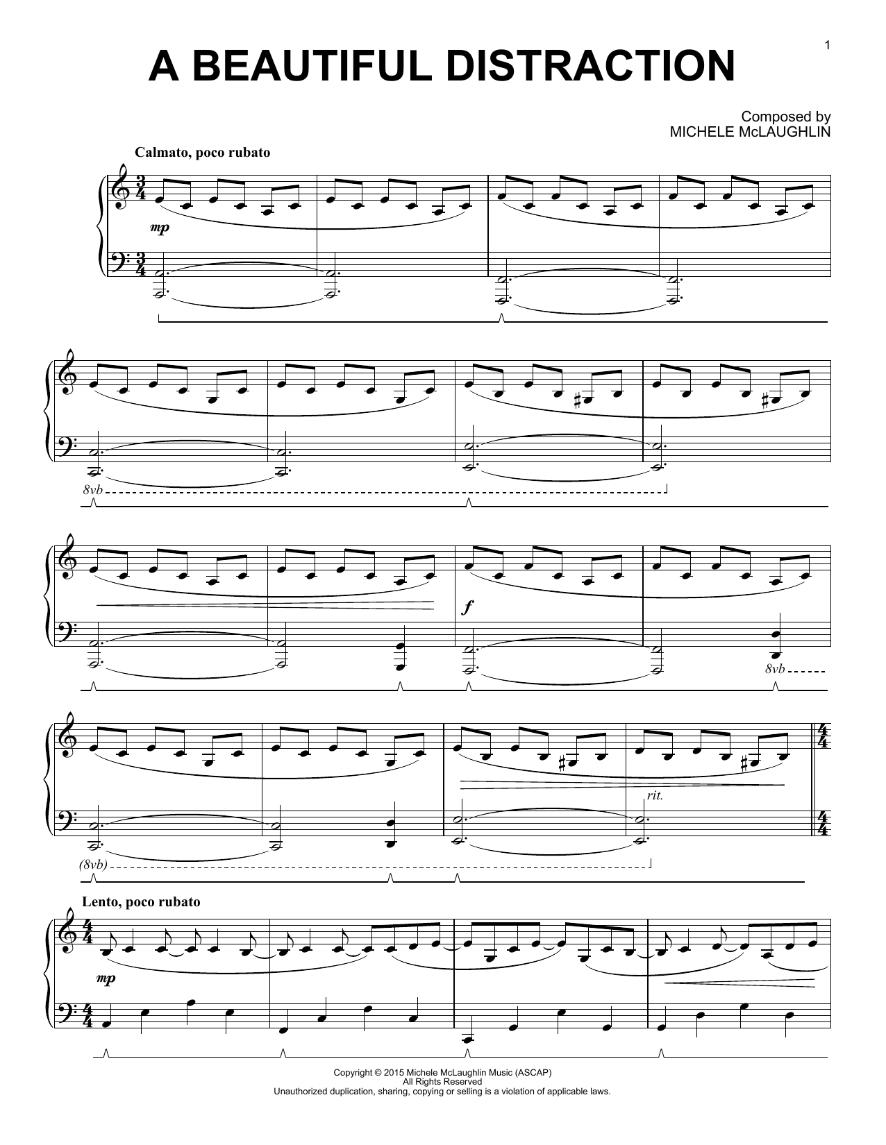 Michele McLaughlin A Beautiful Distraction sheet music notes and chords arranged for Easy Piano