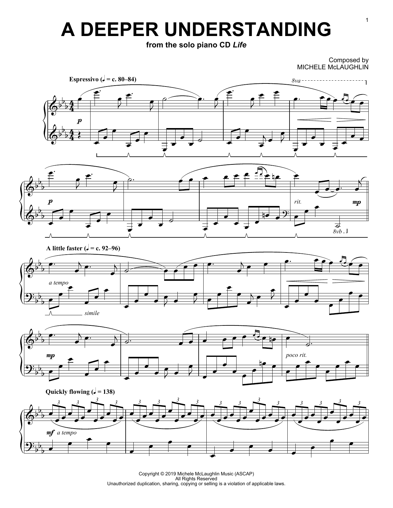 Michele McLaughlin A Deeper Understanding sheet music notes and chords arranged for Piano Solo