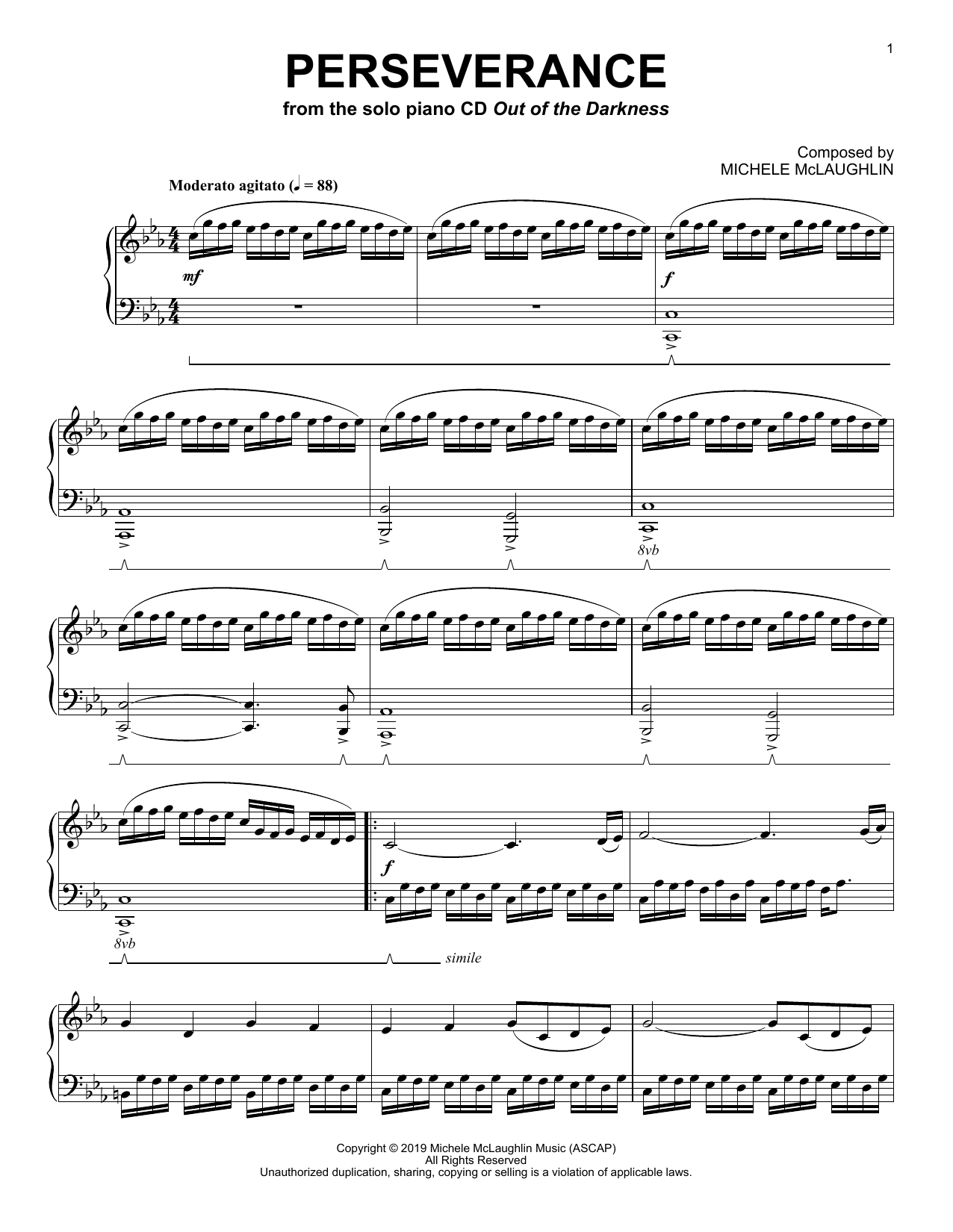 Michele McLaughlin Perseverance sheet music notes and chords arranged for Piano Solo