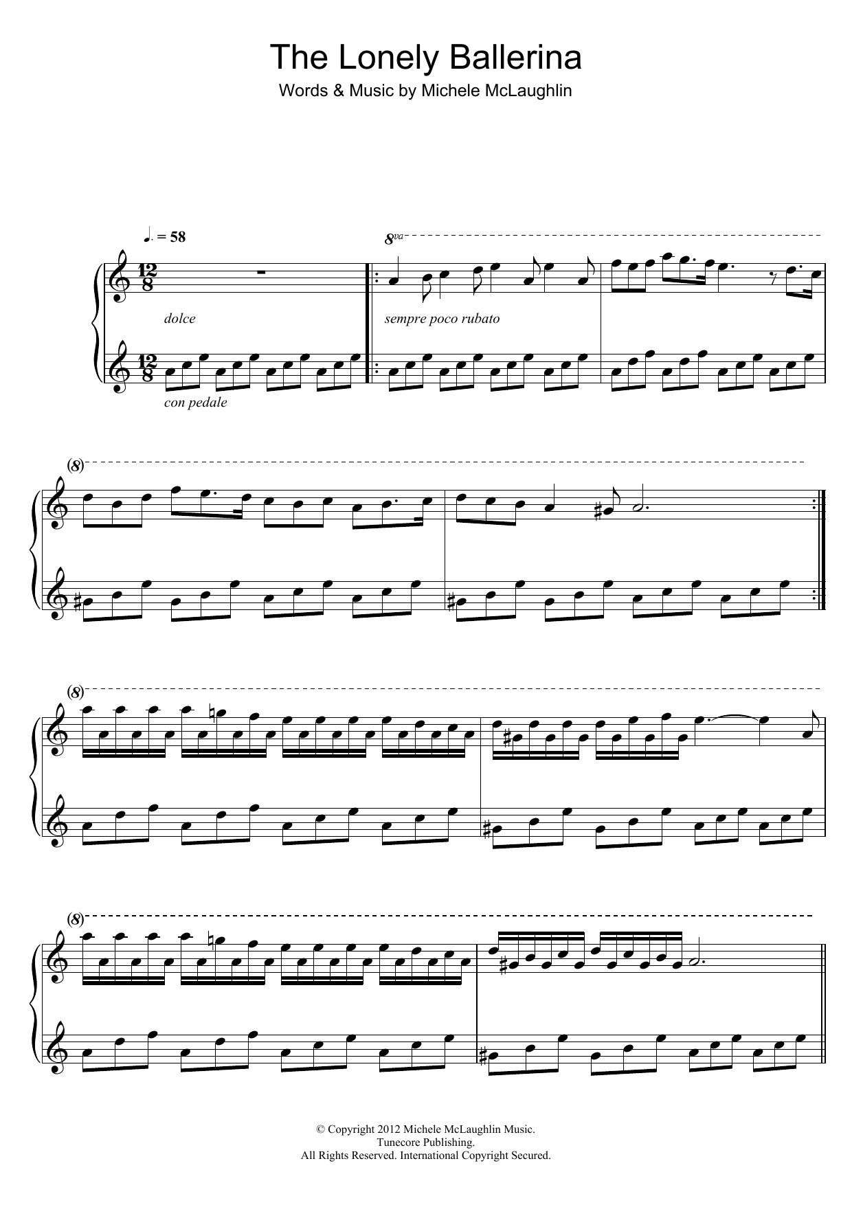 Michele McLaughlin The Lonely Ballerina sheet music notes and chords arranged for Piano Solo