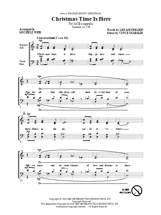 Michele Weir Christmas Time Is Here sheet music notes and chords arranged for SATB Choir
