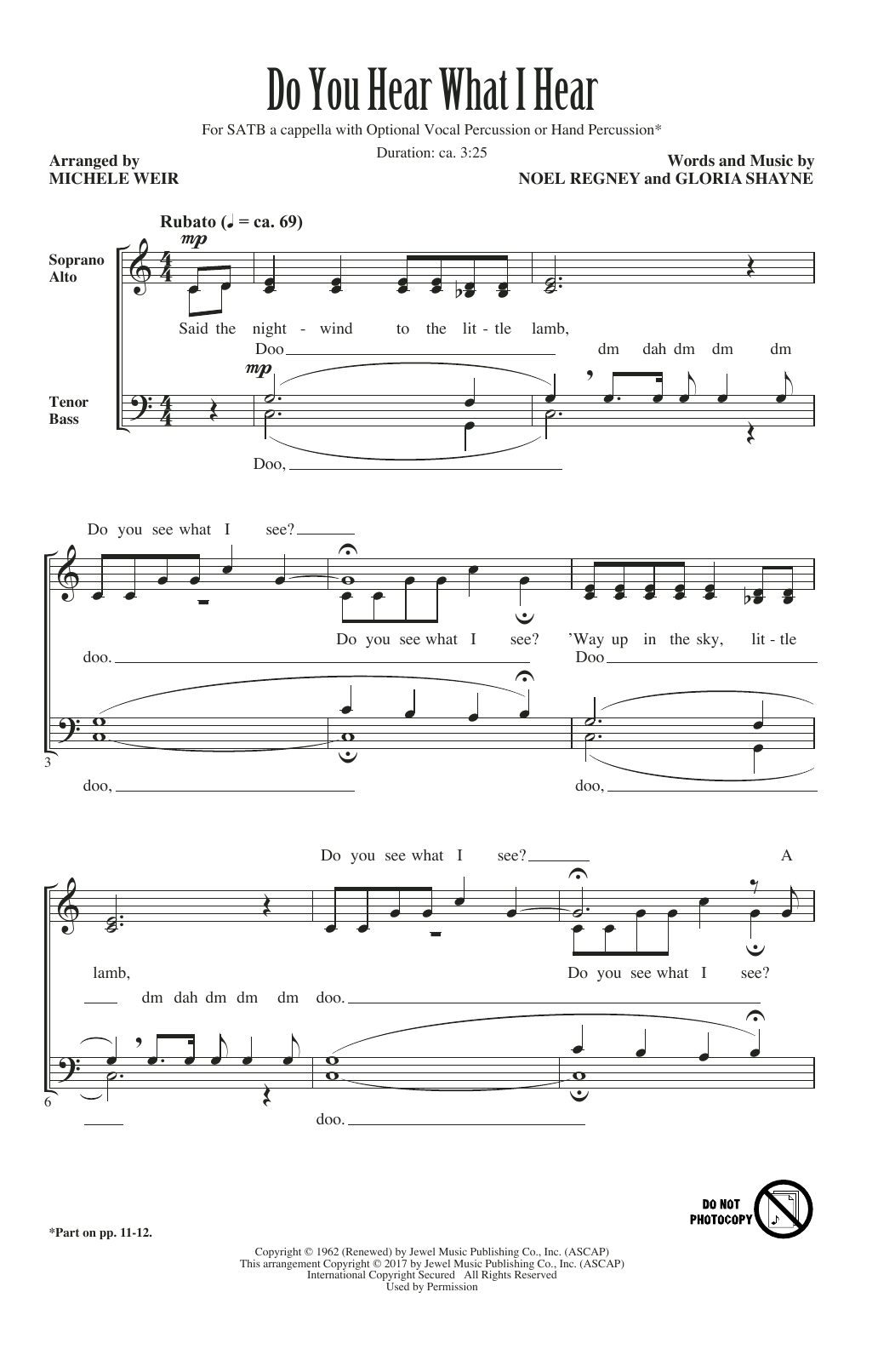 Michele Weir Do You Hear What I Hear sheet music notes and chords arranged for SATB Choir