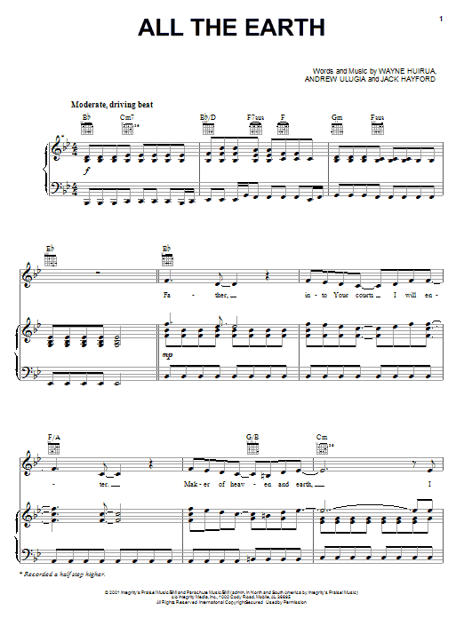Michelle Swift All The Earth sheet music notes and chords arranged for Piano, Vocal & Guitar Chords (Right-Hand Melody)