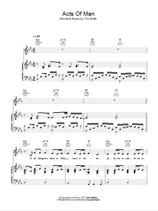 Midlake Acts Of Man sheet music notes and chords arranged for Piano, Vocal & Guitar Chords