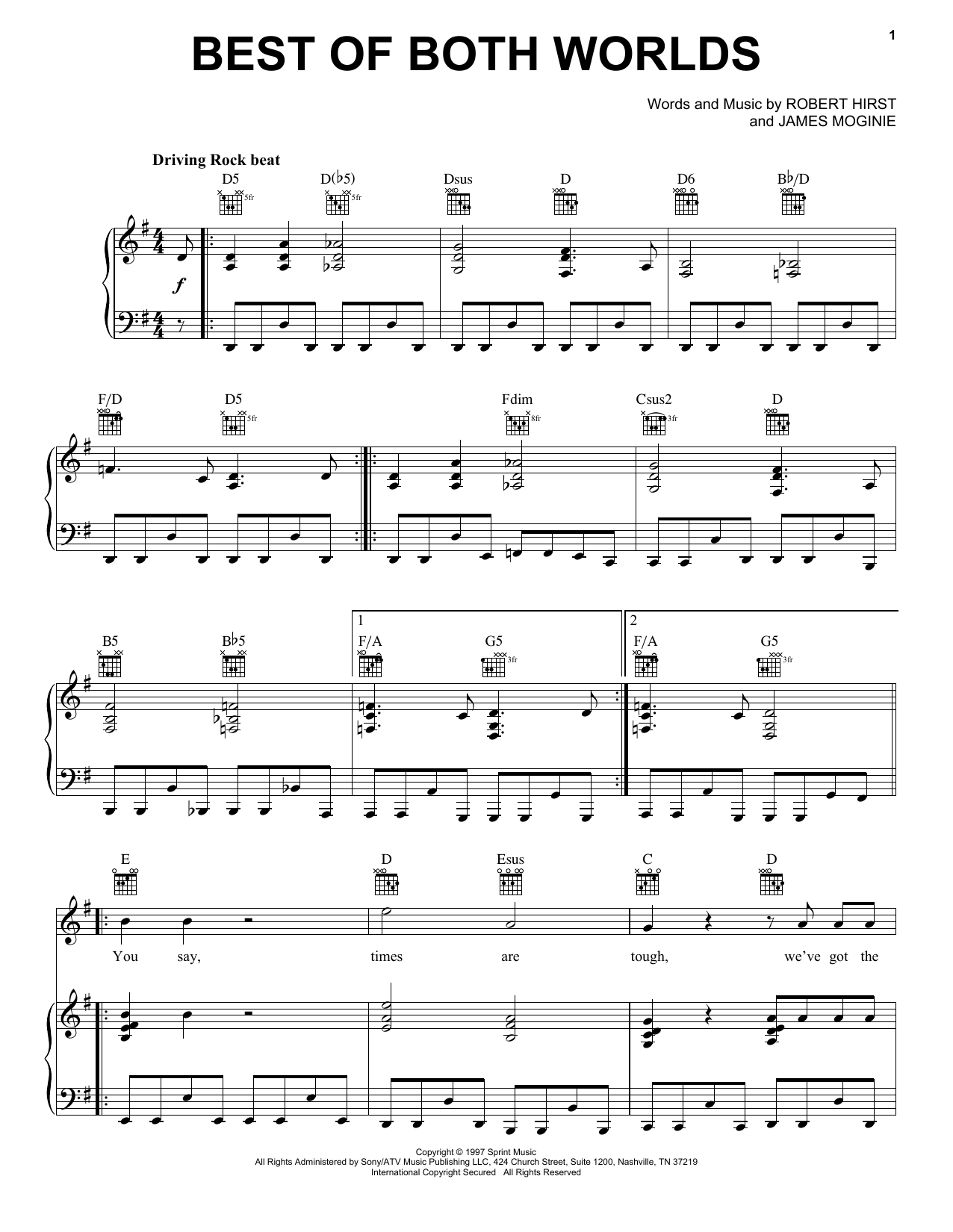 Midnight Oil Best Of Both Worlds sheet music notes and chords arranged for Piano, Vocal & Guitar Chords (Right-Hand Melody)