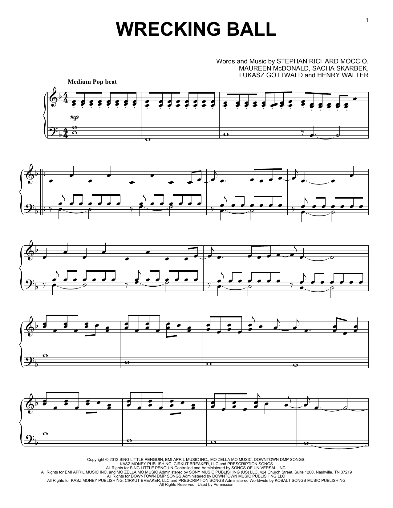 Midnite String Quartet Wrecking Ball (from the Netflix series Bridgerton) sheet music notes and chords arranged for Piano Solo