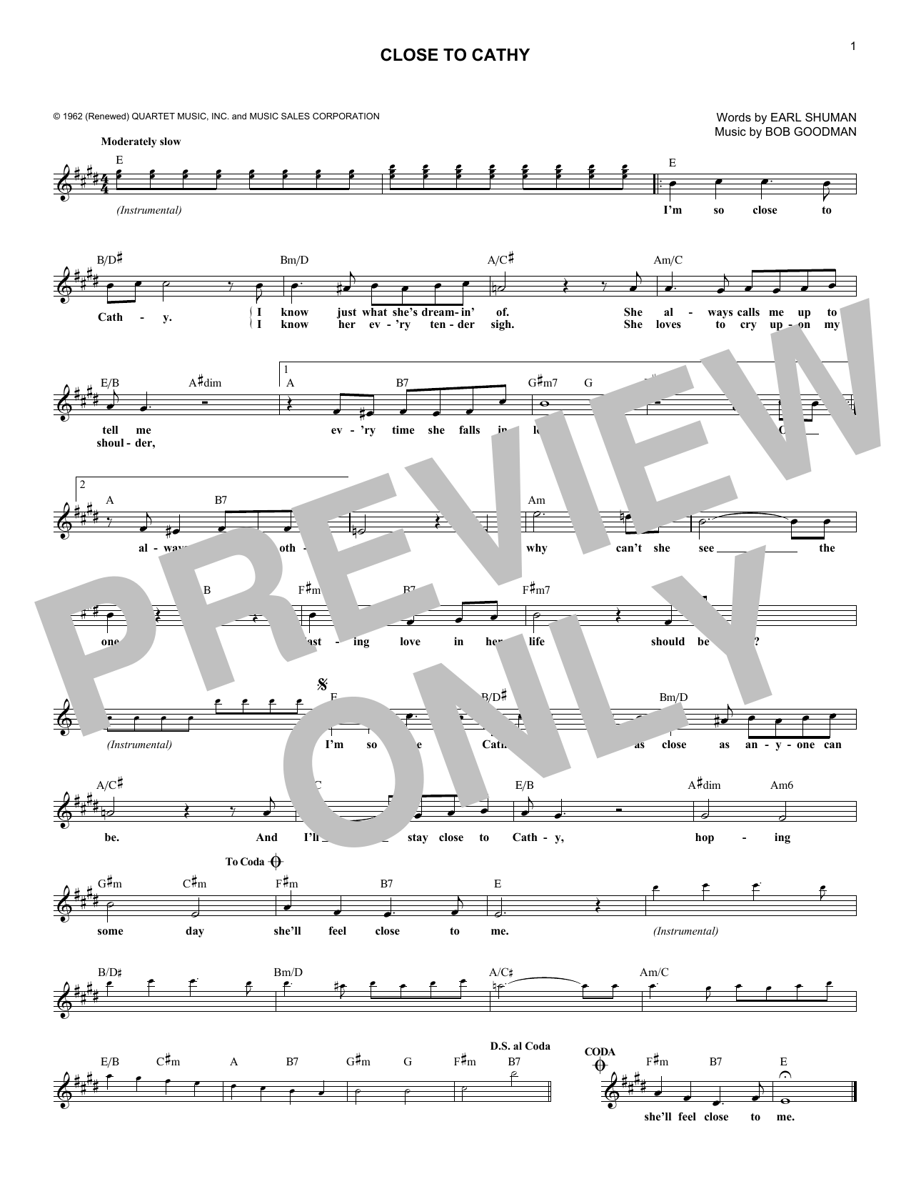 Mike Clifford Close To Cathy sheet music notes and chords arranged for Lead Sheet / Fake Book