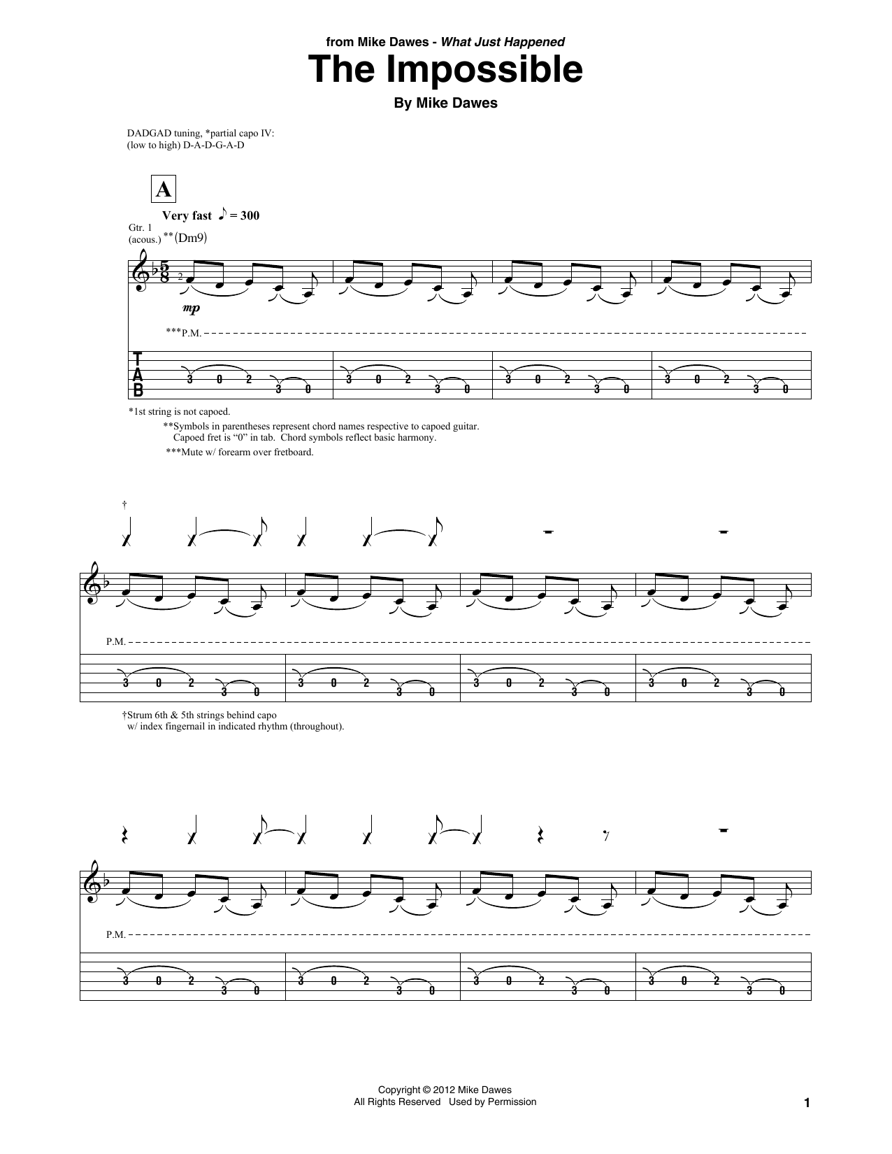 Mike Dawes The Impossible sheet music notes and chords arranged for Solo Guitar