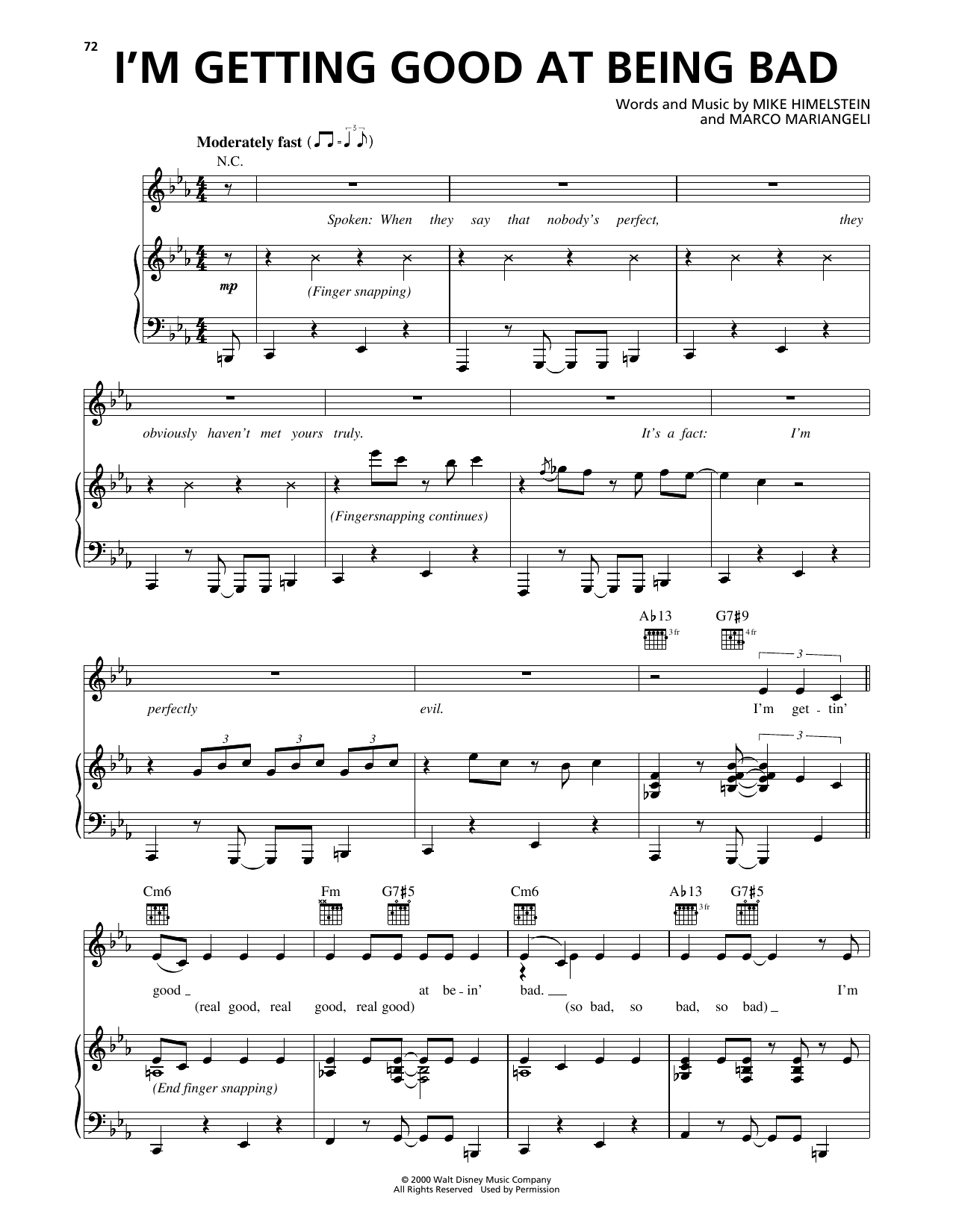 Mike Himelstein I'm Getting Good At Being Bad (from 102 Dalmatians) sheet music notes and chords arranged for Piano, Vocal & Guitar Chords (Right-Hand Melody)