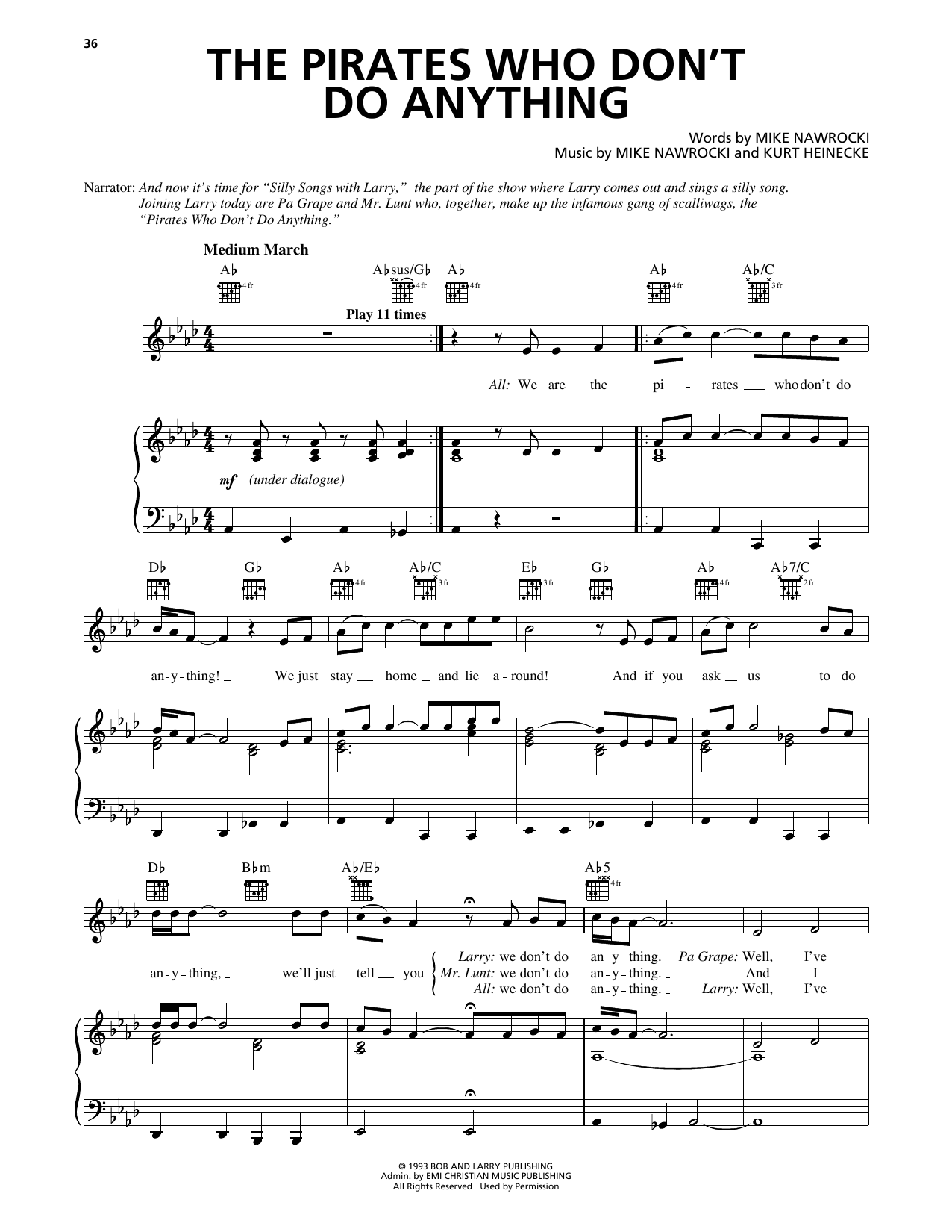 Mike Nawrocki The Pirates Who Don't Do Anything (from VeggieTales) sheet music notes and chords arranged for Piano, Vocal & Guitar Chords (Right-Hand Melody)