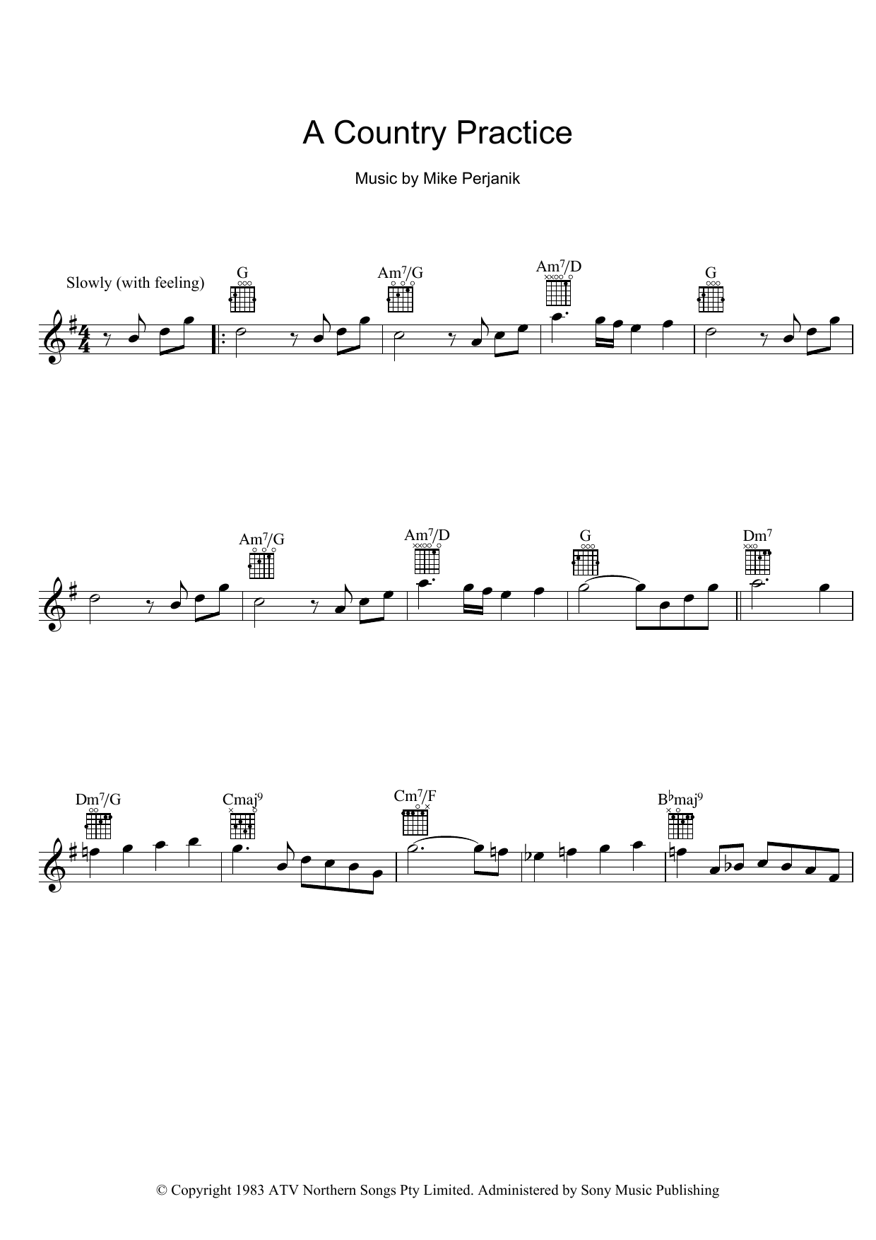 Mike Perjanik A Country Practice sheet music notes and chords arranged for Lead Sheet / Fake Book
