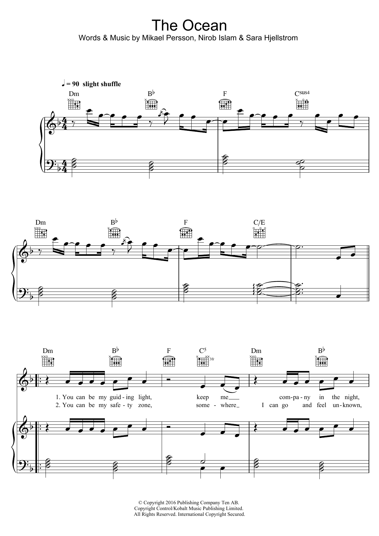 Mike Perry The Ocean (featuring Shy Martin) sheet music notes and chords arranged for Piano, Vocal & Guitar Chords